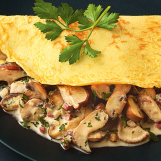 Eierpfannkuchen mit Pilzen Eierpfannkuchen mit Pilzen