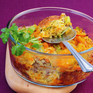 Kürbis-Bulgur-Auflauf mit Lamm Kürbis-Bulgur-Auflauf mit Lamm
