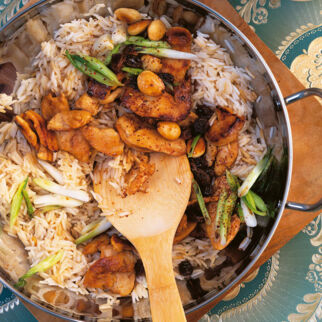 Reispfanne mit Honig-Hähnchen Reispfanne mit Honig-Hähnchen