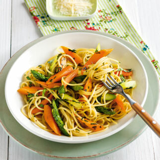 Spaghetti mit grünem Spargel