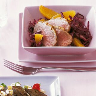Gänsebrust auf Rotkohlsalat Gänsebrust auf Rotkohlsalat