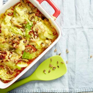 Überbackener Wirsing mit Pilzen Überbackener Wirsing mit Pilzen