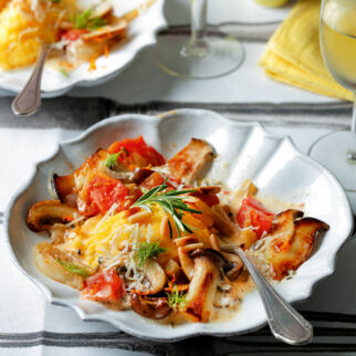 Polenta-Nocken mit Fenchel-Pilz-Ragout