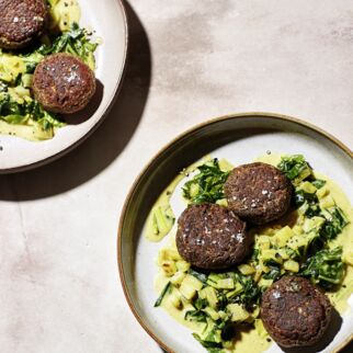 Linsenküchlein mit Curry-Mangold Linsenküchlein mit Curry-Mangold