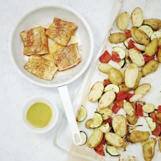 Ofengemüse mit Backfisch