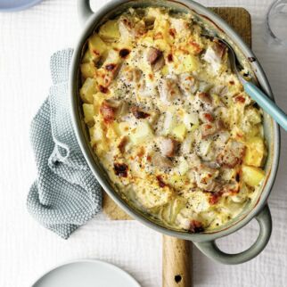 Kartoffel-Kohlrabi-Auflauf mit Schweinefilet