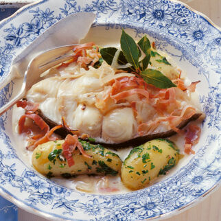 Heilbutt in badischer Specksauce Heilbutt in badischer Specksauce