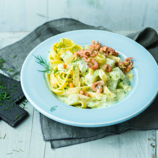Rahmkohlrabi-Nudeln mit Krabben Rahmkohlrabi-Nudeln mit Krabben