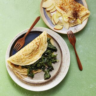 Dinkelpfannkuchen mit zweierlei Füllung