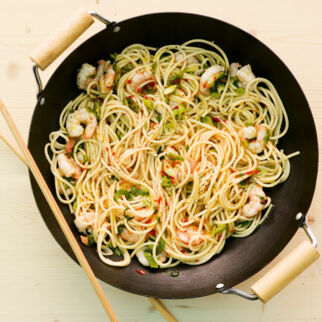 Shrimps-Pasta aus dem Wok Shrimps-Pasta aus dem Wok