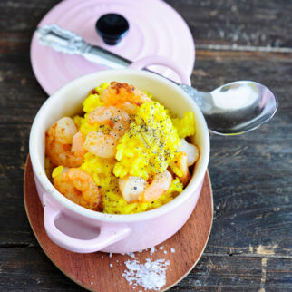 Safranrisotto mit Garnelen Safranrisotto mit Garnelen