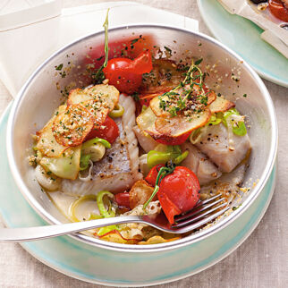 Seelachs mit Lauch unterm Kartoffeldach Seelachs mit Lauch unterm Kartoffeldach