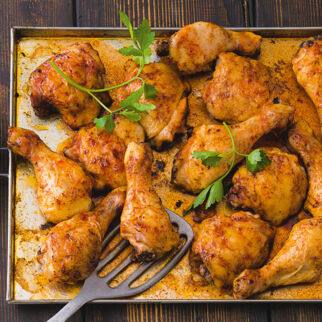 Hähnchenkeulen vom Blech Hähnchenkeulen vom Blech