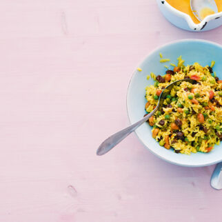 Erbsen-Pulao mit Orangenbutter Erbsen-Pulao mit Orangenbutter