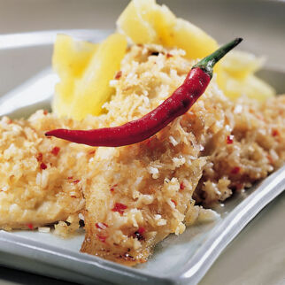 Fischfilets mit Kokosraspeln Fischfilets mit Kokosraspeln