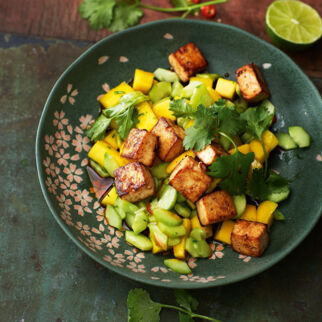 Mango-Gurken-Salat mit Tofu und Tamari-Ingwer-Dressing Mango-Gurken-Salat mit Tofu und Tamari-Ingwer-Dressing