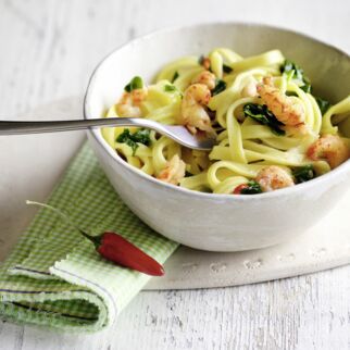 Bärlauch-Nudeln mit Flusskrebsen Bärlauch-Nudeln mit Flusskrebsen