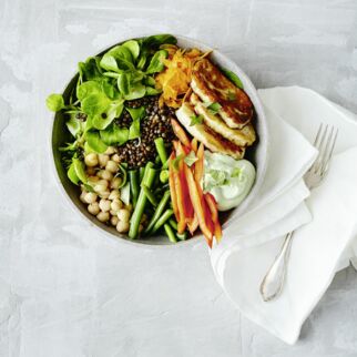 Linsen-Halloumi-Bowl Linsen-Halloumi-Bowl