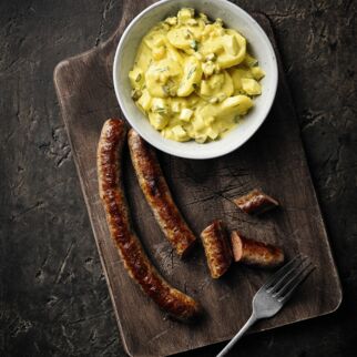 Wildschweinbratwürste mit Kartoffelsalat
