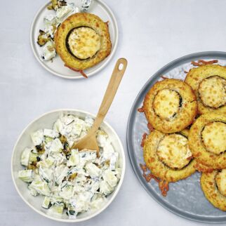 Falafelpuffer mit Auberginenquark Falafelpuffer mit Auberginenquark