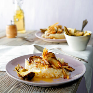 Pilzrisotto mit gebrannten Pinienkernen Pilzrisotto mit gebrannten Pinienkernen