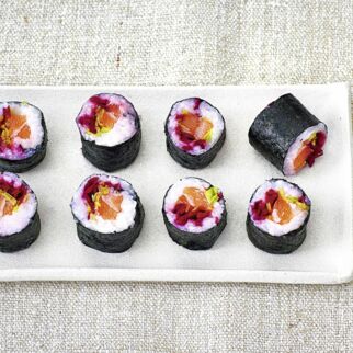Lachs-Rote-Bete-Maki Lachs-Rote-Bete-Maki