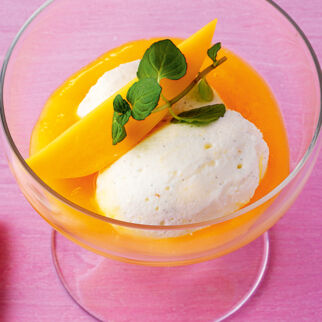 Sojamousse mit Mangosauce Sojamousse mit Mangosauce