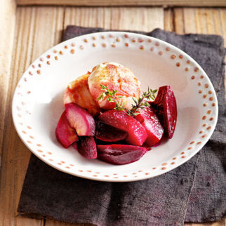 Rote Bete mit Quitten und Speck-Ziegenkäse Rote Bete mit Quitten und Speck-Ziegenkäse