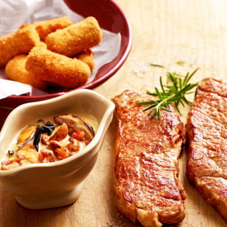 Rumpsteak mit Pilzrahmsauce Rumpsteak mit Pilzrahmsauce