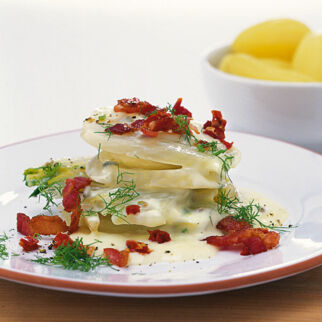 Fenchelgratin mit Speck