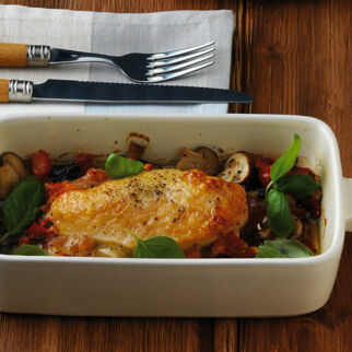Überbackenes Hähnchenbrustfilet Überbackenes Hähnchenbrustfilet