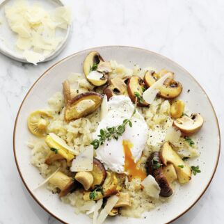 Topisotto mit gebratenen Pilzen und pochiertem Ei Topisotto mit gebratenen Pilzen und pochiertem Ei