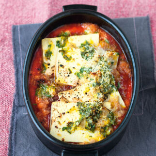 Zitronen-Kräuter-Tofu mit Tomaten