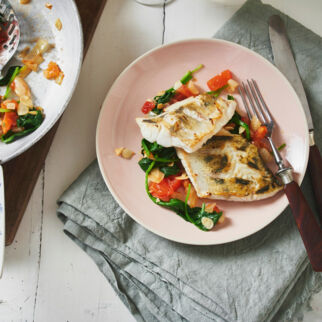 Zander mit Mandelspinat Zander mit Mandelspinat