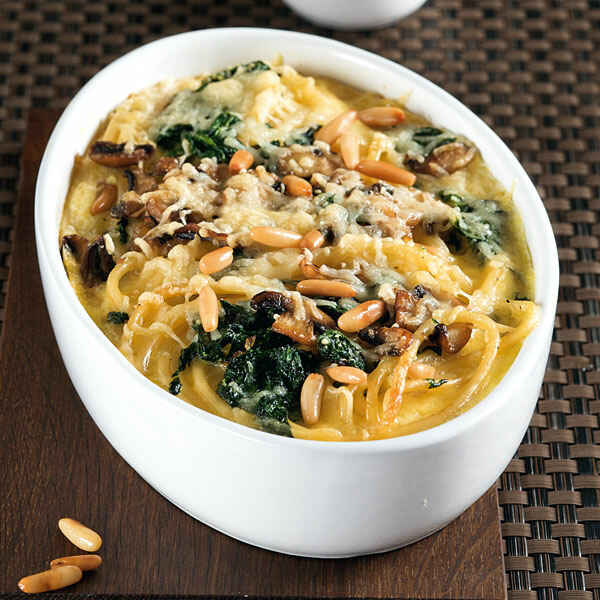 Nudelauflauf mit Spinat und Schinken Rezept | Küchengötter