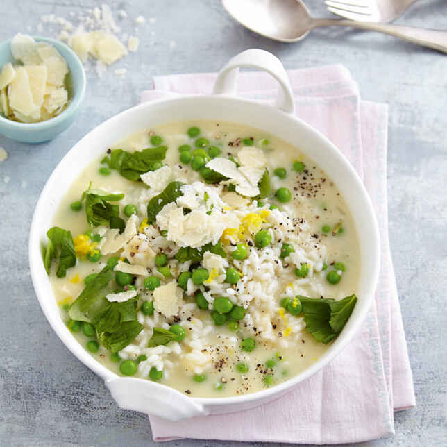 Erbsen-Risotto mit Burrata Rezept | Küchengötter Erbsen-Risotto mit Burrata Rezept | Küchengötter