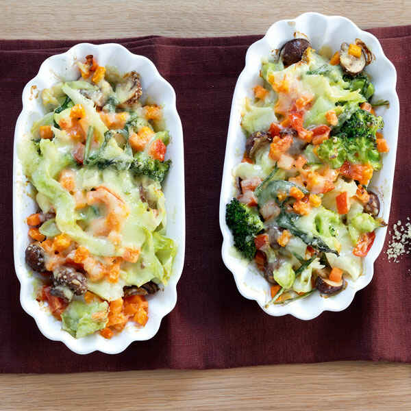 Buntes Gemüsegratin mit Süßkartoffeln Rezept | Küchengötter