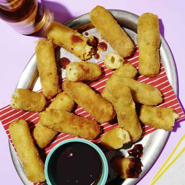 Süßkartoffel-Kroketten mit Lauchgemüse Rezept | Küchengötter Süßkartoffel-Kroketten mit Lauchgemüse Rezept | Küchengötter