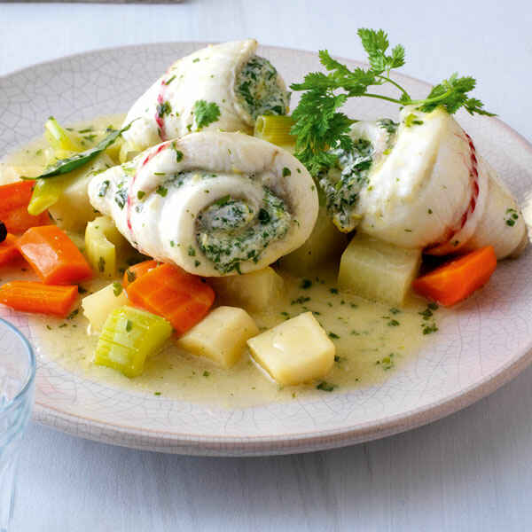 Schollenröllchen mit Serrano-Schinken Rezept | Küchengötter Schollenröllchen mit Serrano-Schinken Rezept | Küchengötter