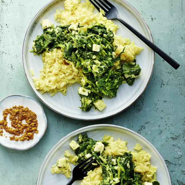 Curry-Hirse-Bowl mit Spinat Rezept | Küchengötter Curry-Hirse-Bowl mit Spinat Rezept | Küchengötter