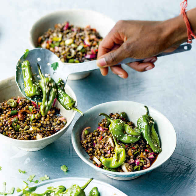 Lauwarmer Linsensalat mit grünen Le PuyLinsen Rezept Küchengötter