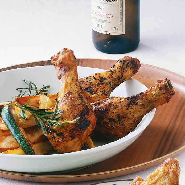 Hähnchenkeulen mit Wedges aus der Heißluftfritteuse Rezept | Küchengötter