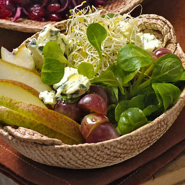 Feldsalat mit Brie und Preiselbeer-Dressing Rezept | Küchengötter Feldsalat mit Brie und Preiselbeer-Dressing Rezept | Küchengötter