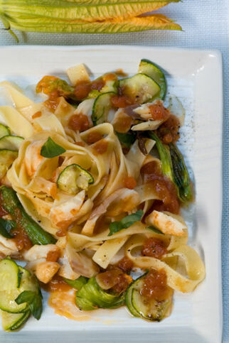 Bandnudeln mit Räucherforelle Bandnudeln mit Räucherforelle