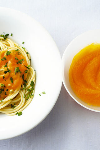 Möhrenbrei und Möhrensauce
