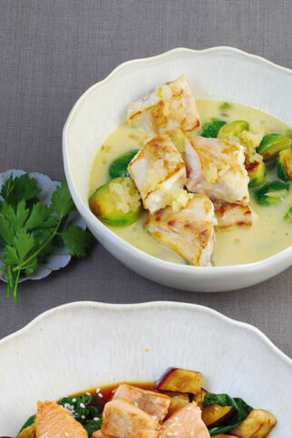 Ingwer-Fisch mit Rosenkohl Ingwer-Fisch mit Rosenkohl