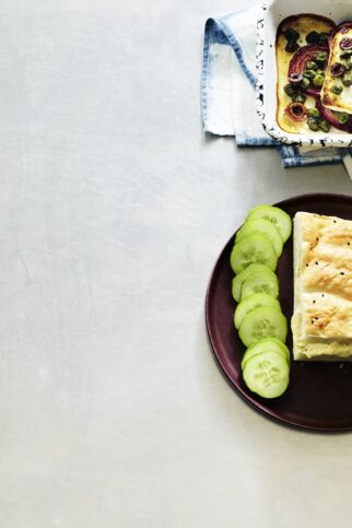 Gebackener Feta im Fladenbrot Gebackener Feta im Fladenbrot