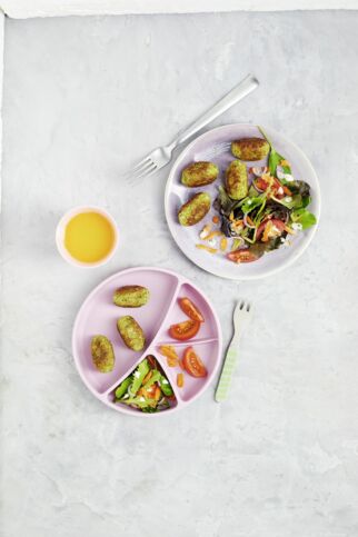 Brokkoli-Falafeln mit Tahin-Dressing Brokkoli-Falafeln mit Tahin-Dressing