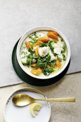 Fischsuppe mit Bohnen und Möhren