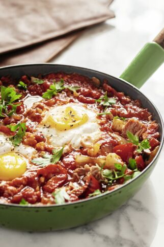 Shakshuka mit Blumenkohlreis